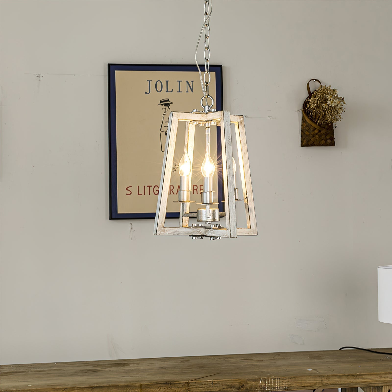Tinsley Vintage Open Frame Wood Pendant Lamp - Letslighting
