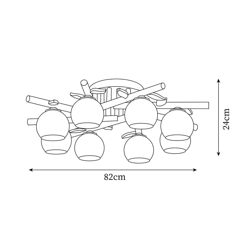 Ceiling Light Wood Body Glass Globes Organic Warm Minimalist - Letslighting