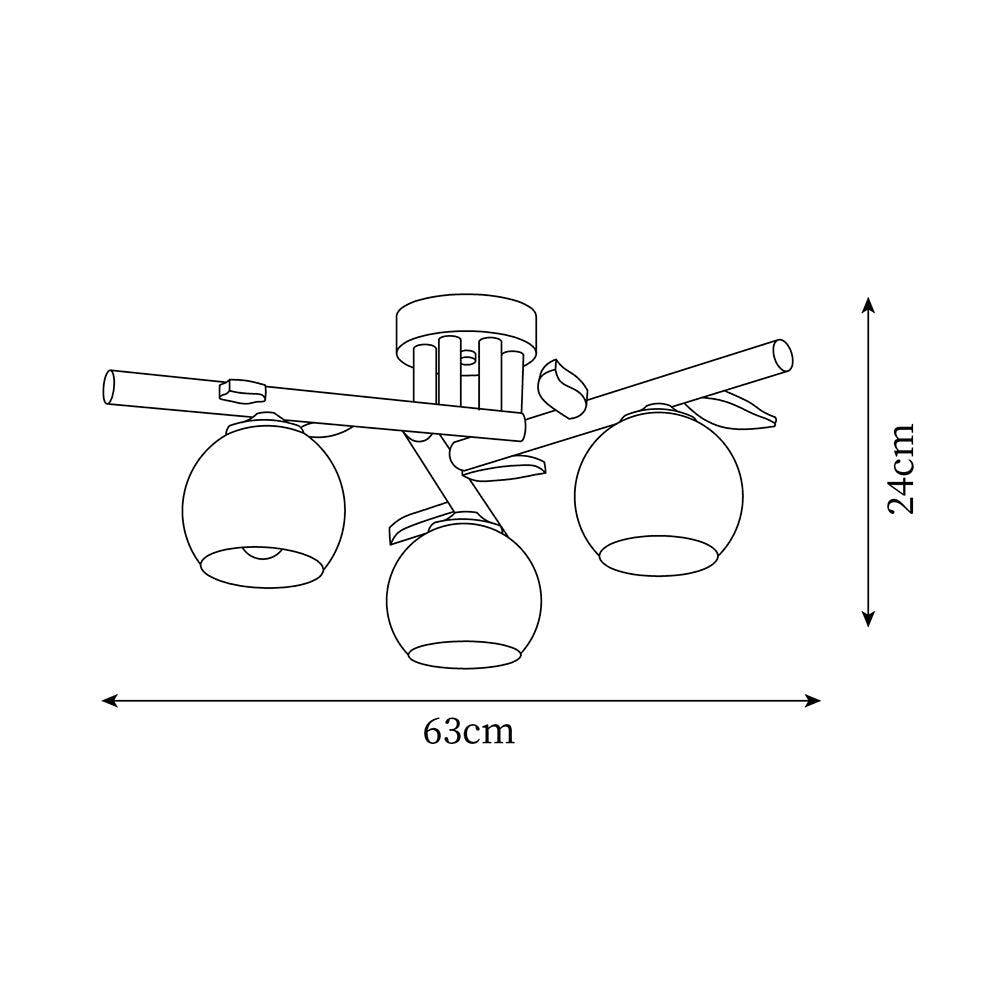 Ceiling Light Wood Body Glass Globes Organic Warm Minimalist - Letslighting