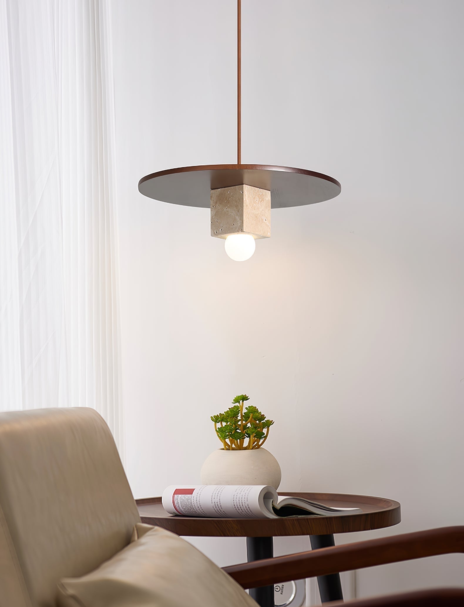 Ucariel Geometric Travertine Pendant Light - Letslighting