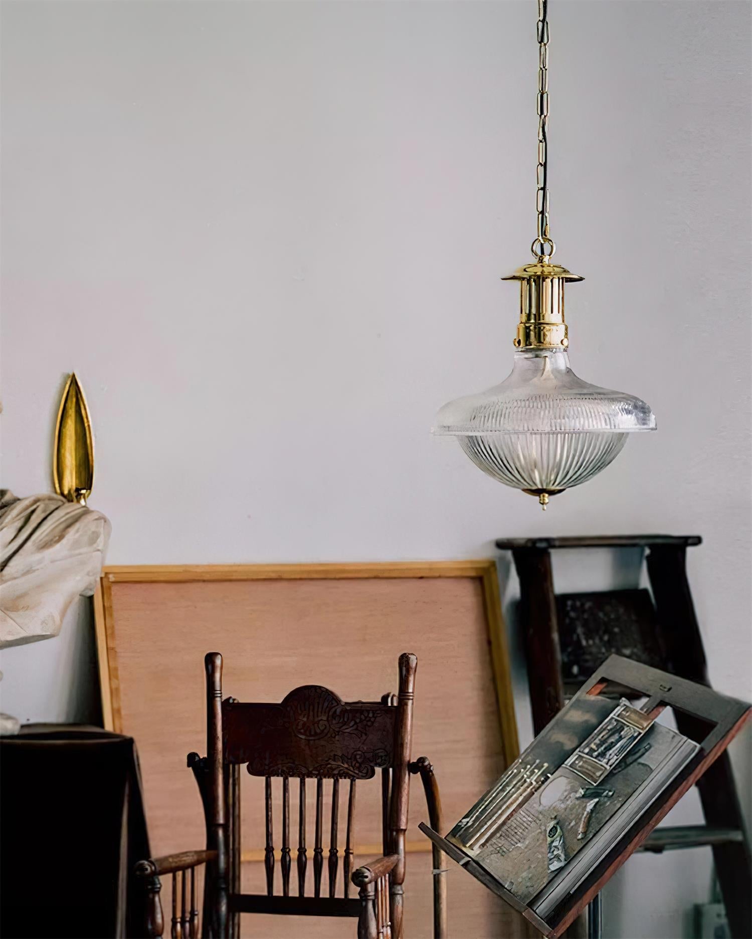 Orvel Clear Ribbed Glass Pendant Lamp - Letslighting