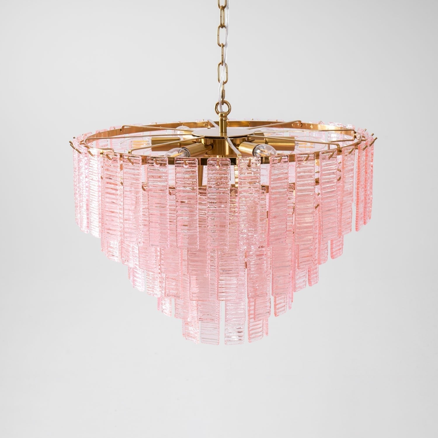 Aurora Chandelier Pink Murano Glass Layered Vintage Luxury - Letslighting