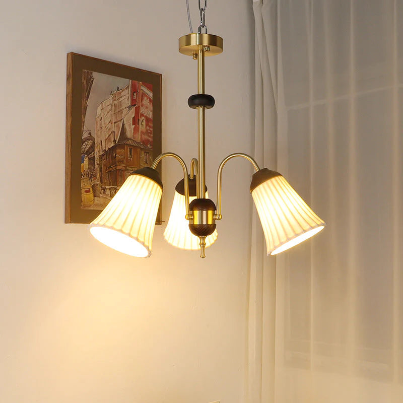 Ray Retro LED Chandelier Golden Metal Dining Room Bedroom