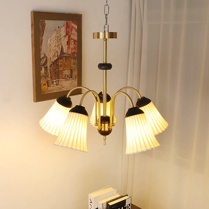 Ray Retro LED Chandelier Golden Metal Dining Room Bedroom