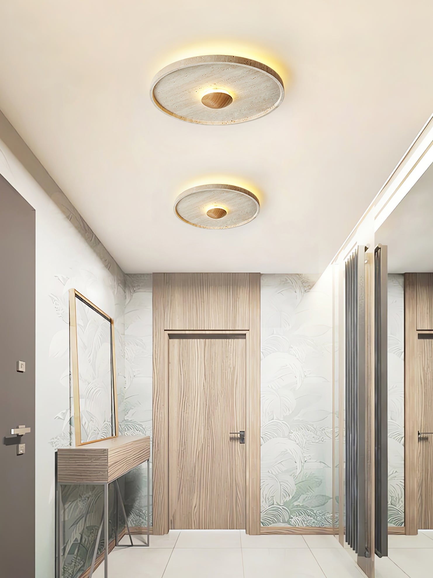 Lumiround Disc Inset Travertine Ceiling Light - Letslighting