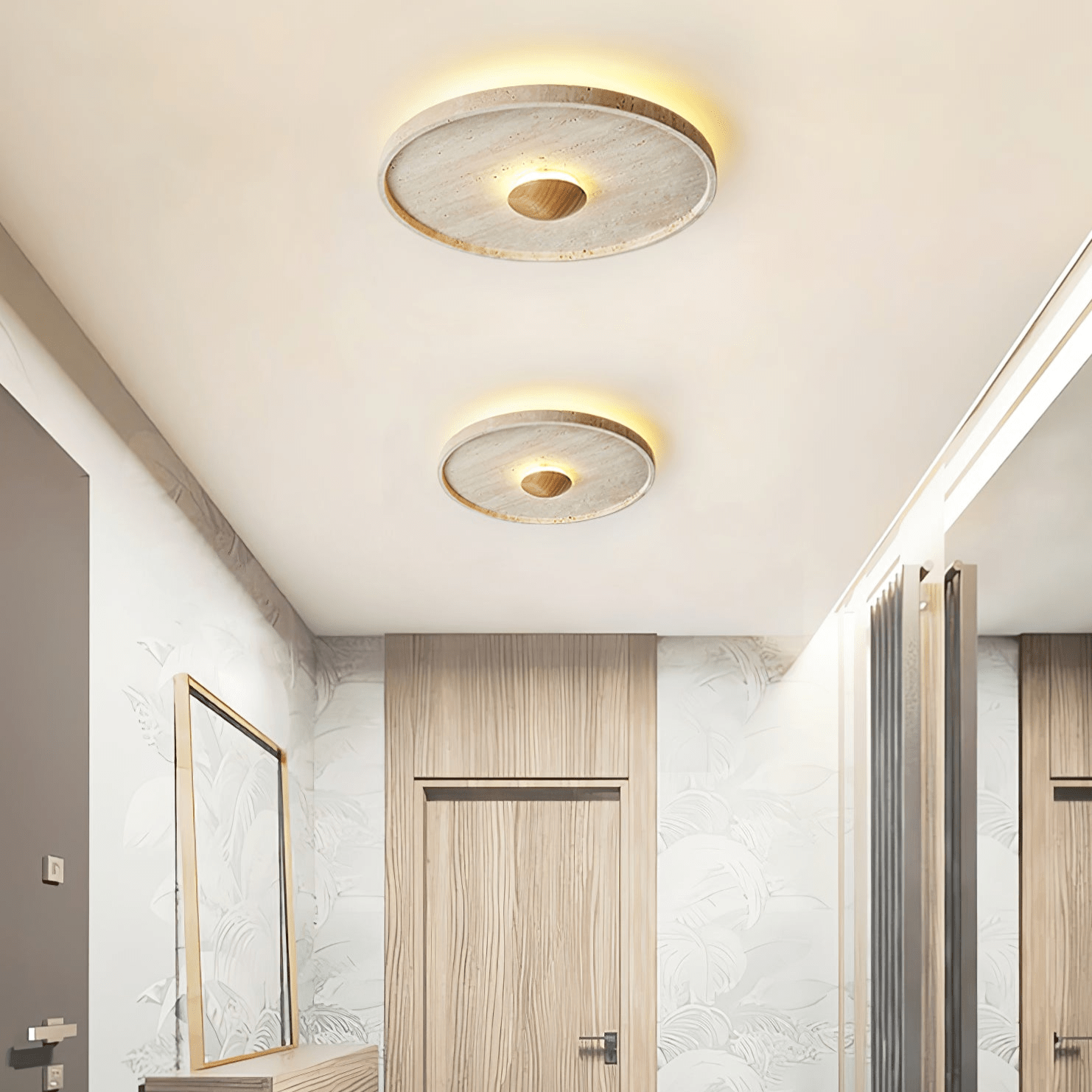 Lumiround Disc Inset Travertine Ceiling Light - Letslighting