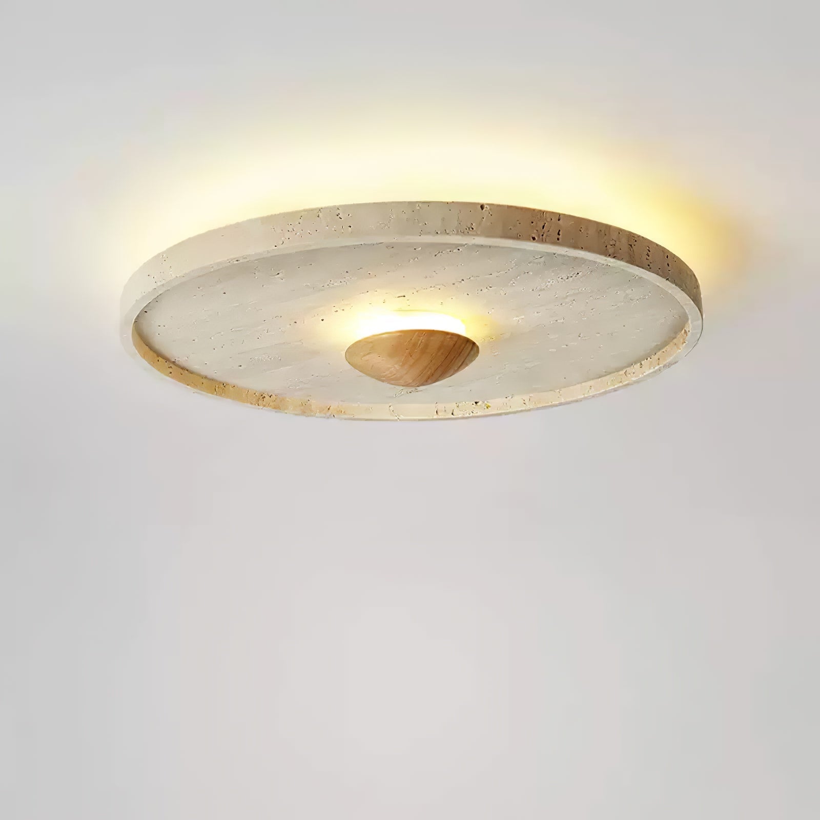 Lumiround Disc Inset Travertine Ceiling Light - Letslighting