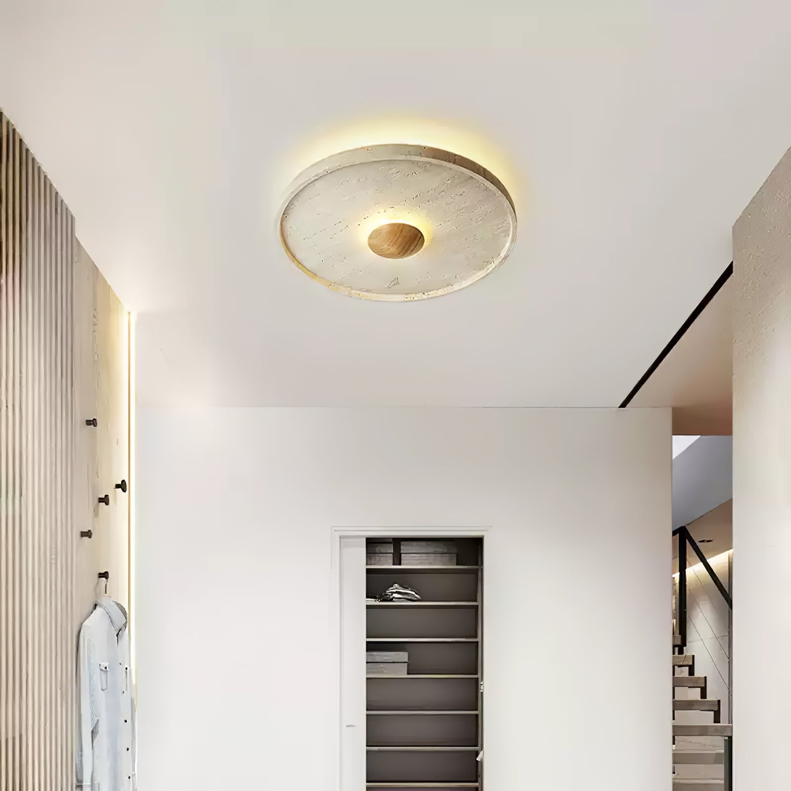 Lumiround Disc Inset Travertine Ceiling Light - Letslighting