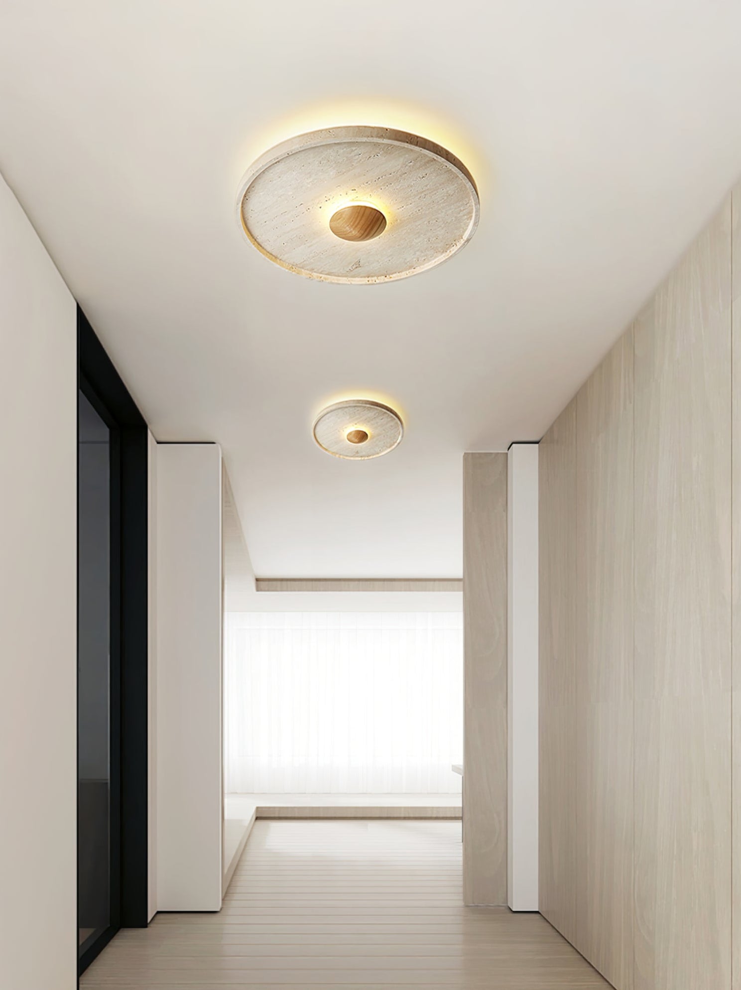 Lumiround Disc Inset Travertine Ceiling Light - Letslighting