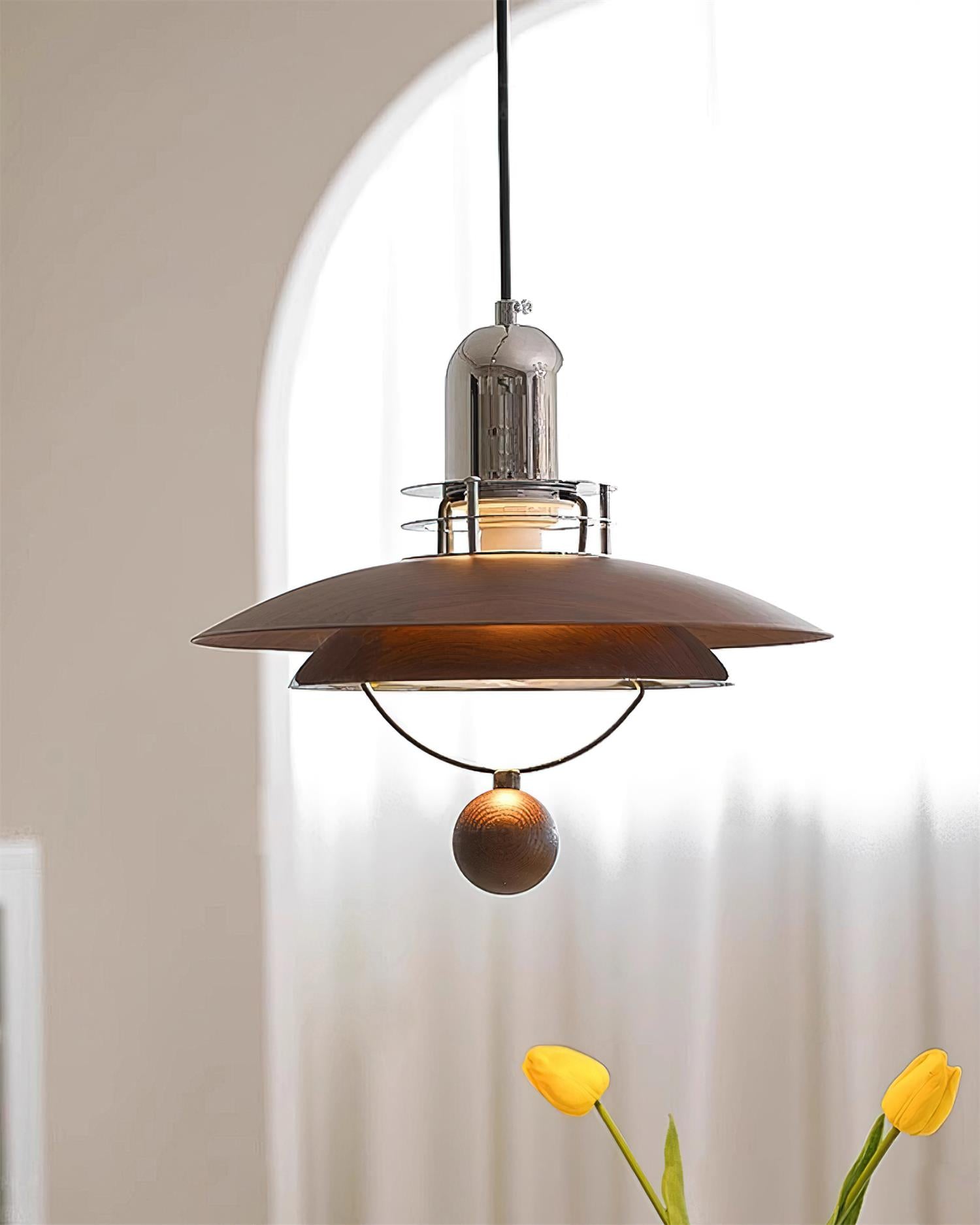 Trava Pendant Lamp Layered Wood Orb Modern - Letslighting
