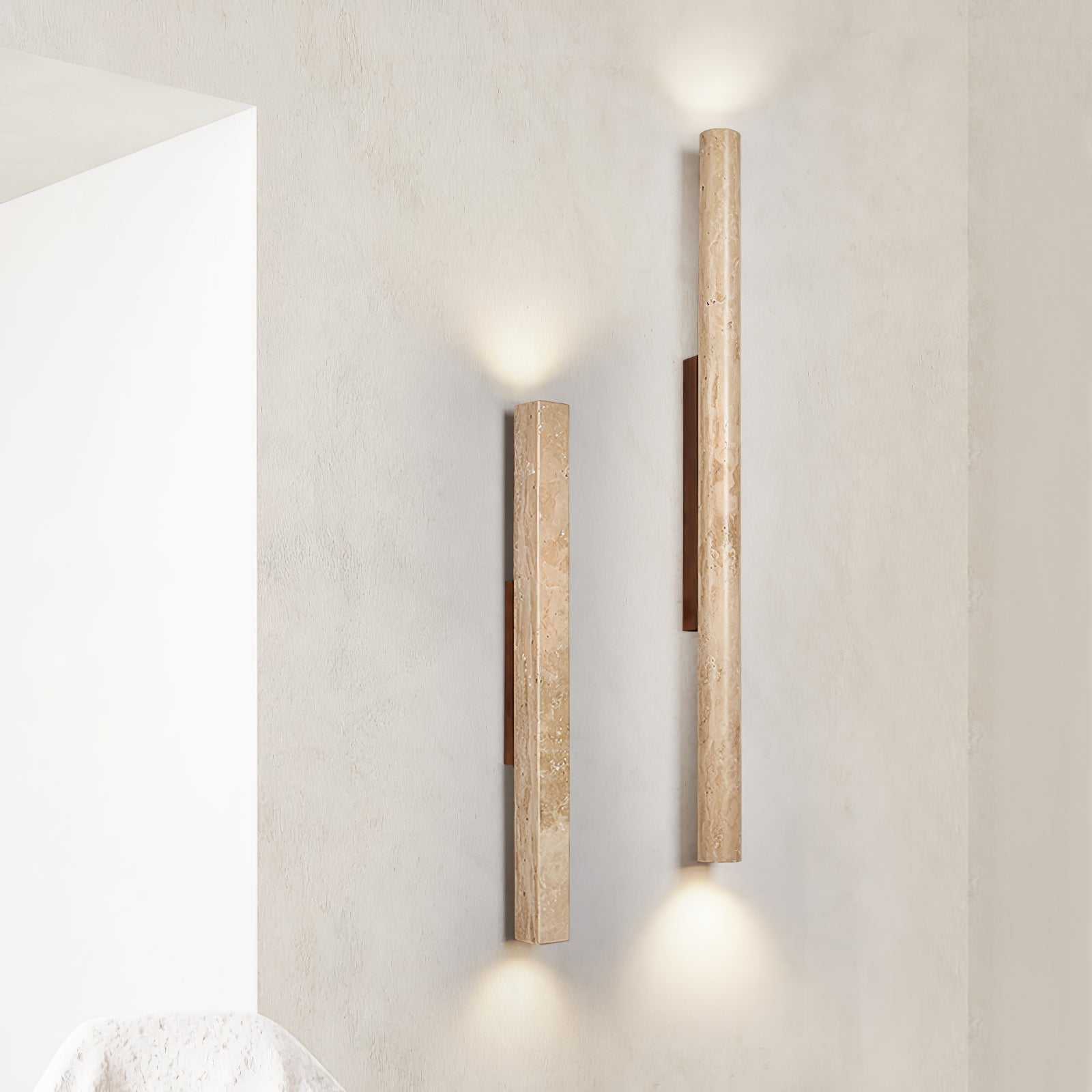 Cathais Minimalist Travertine Wall Light - Letslighting
