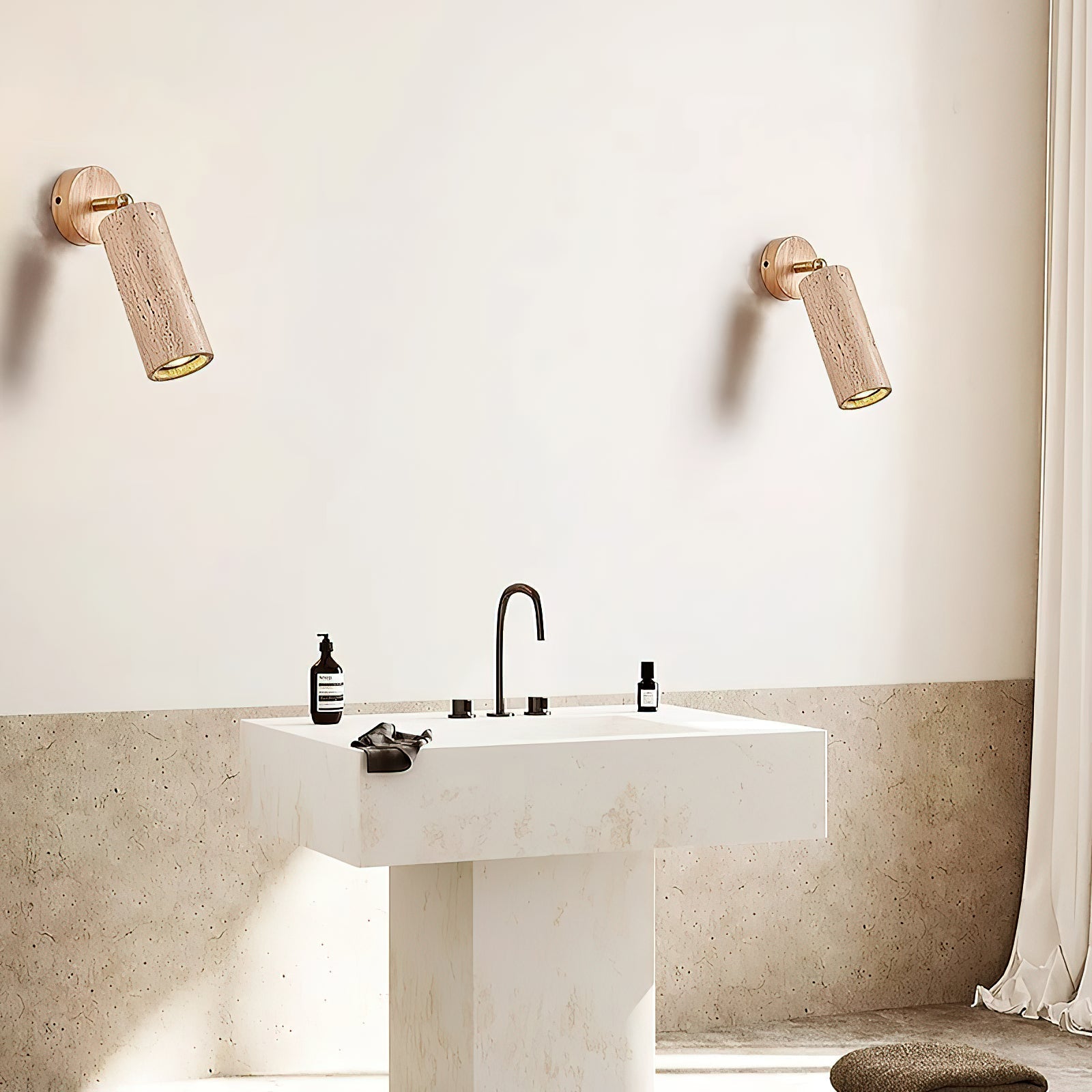 Arvararae Modern Minimalist Wooden Travertine Wall Lamp - Letslighting
