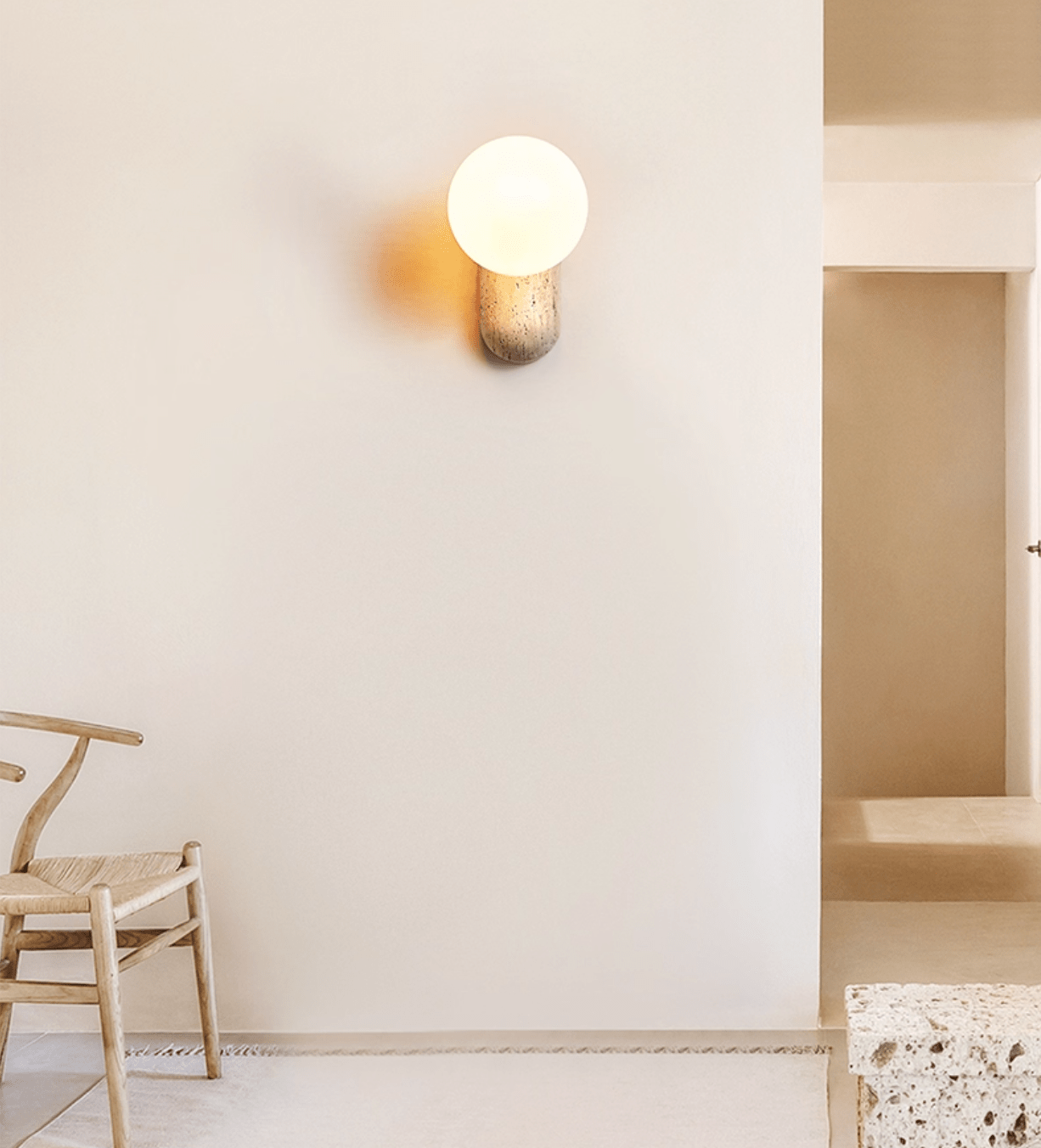 Travertine Pebble Wall Light - Letslighting