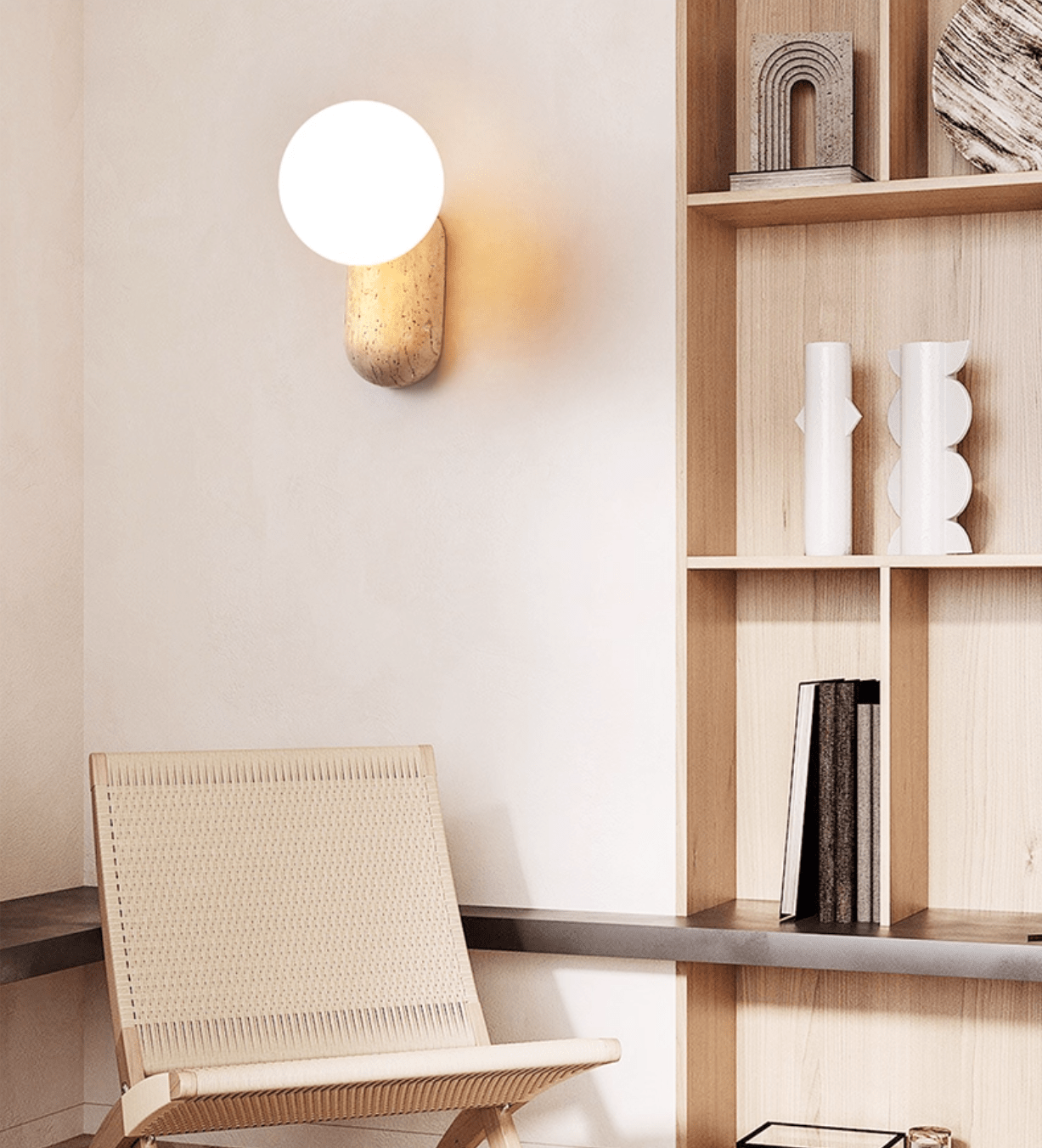 Travertine Pebble Wall Light - Letslighting