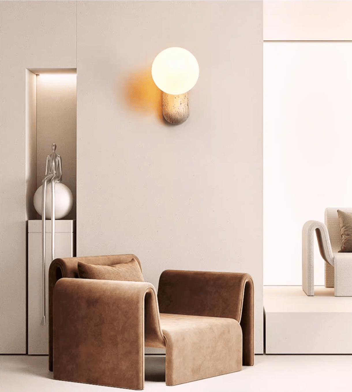 Travertine Pebble Wall Light - Letslighting