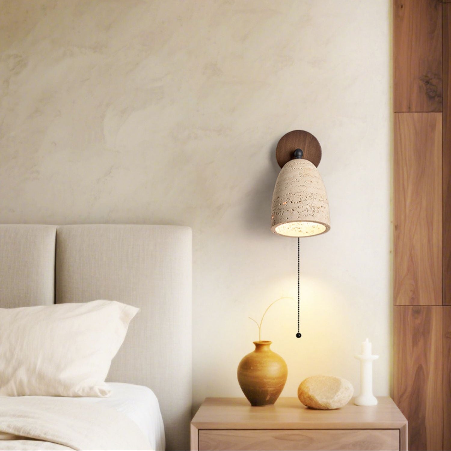 Pivoting Modern Travertine Wall Light