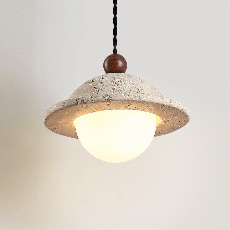 Saucer Modern Travertine Pendant Light