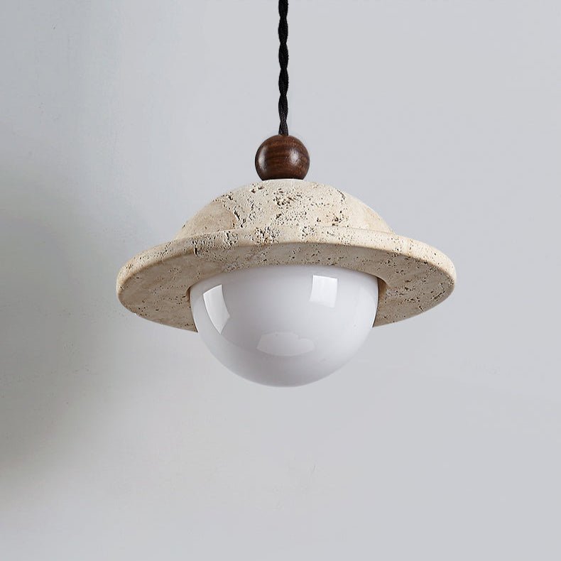 Saucer Modern Travertine Pendant Light