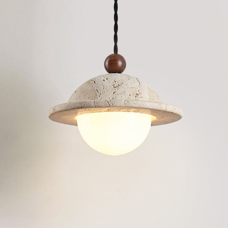 Saucer Modern Travertine Pendant Light
