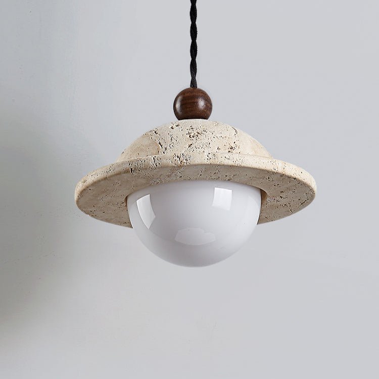 Saucer Modern Travertine Pendant Light