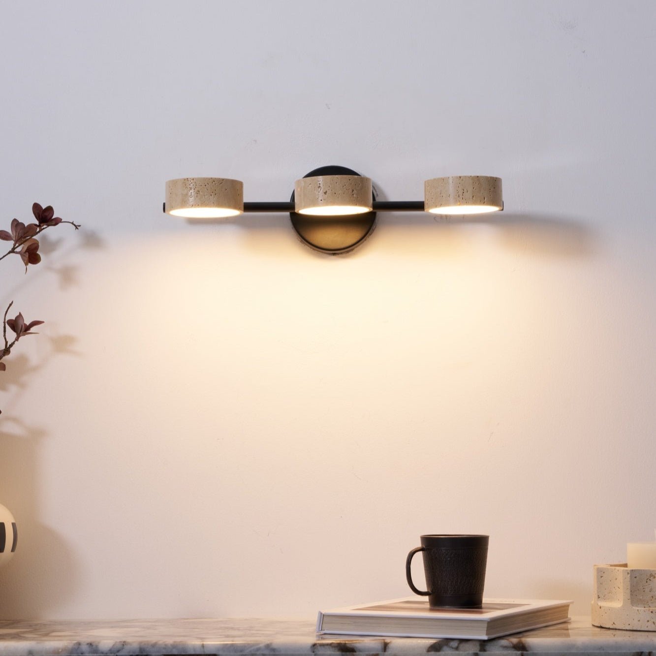 Ceshair Wall Light Multi Head Travertine Vanity Light - Letslighting