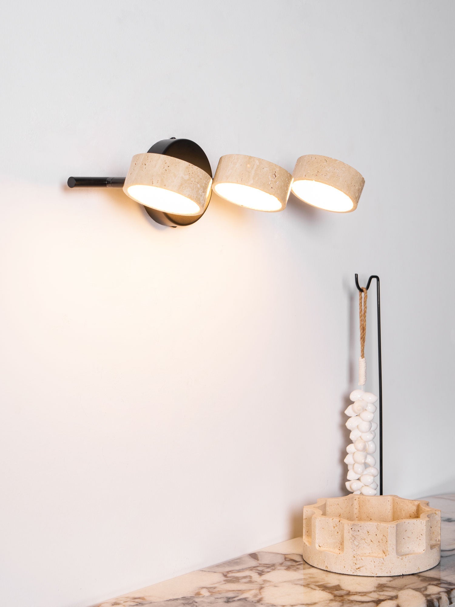 Ceshair Wall Light Multi Head Travertine Vanity Light - Letslighting