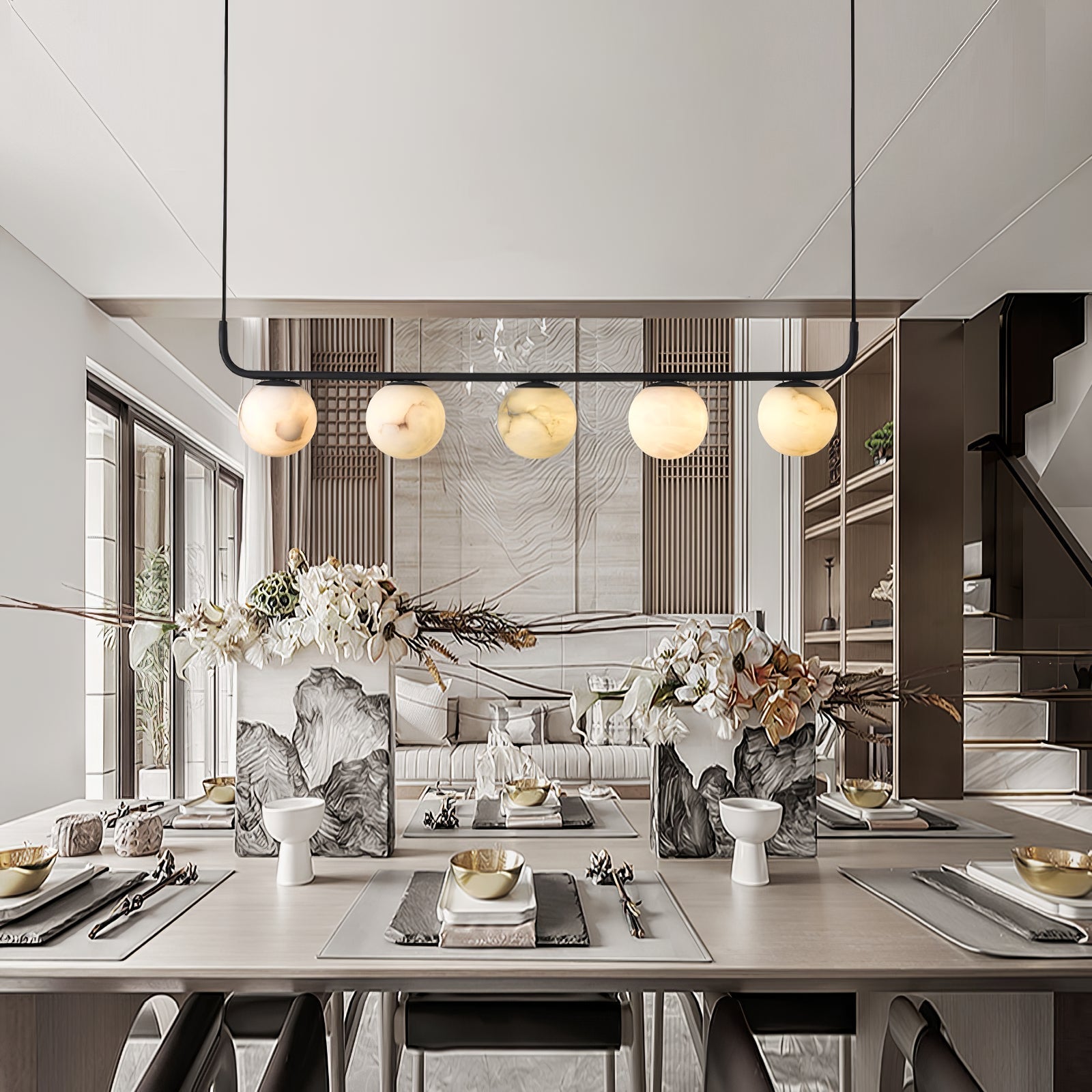 Eloryra Modern Minimalist Suspension Alabaster Pendant Lamp - Letslighting