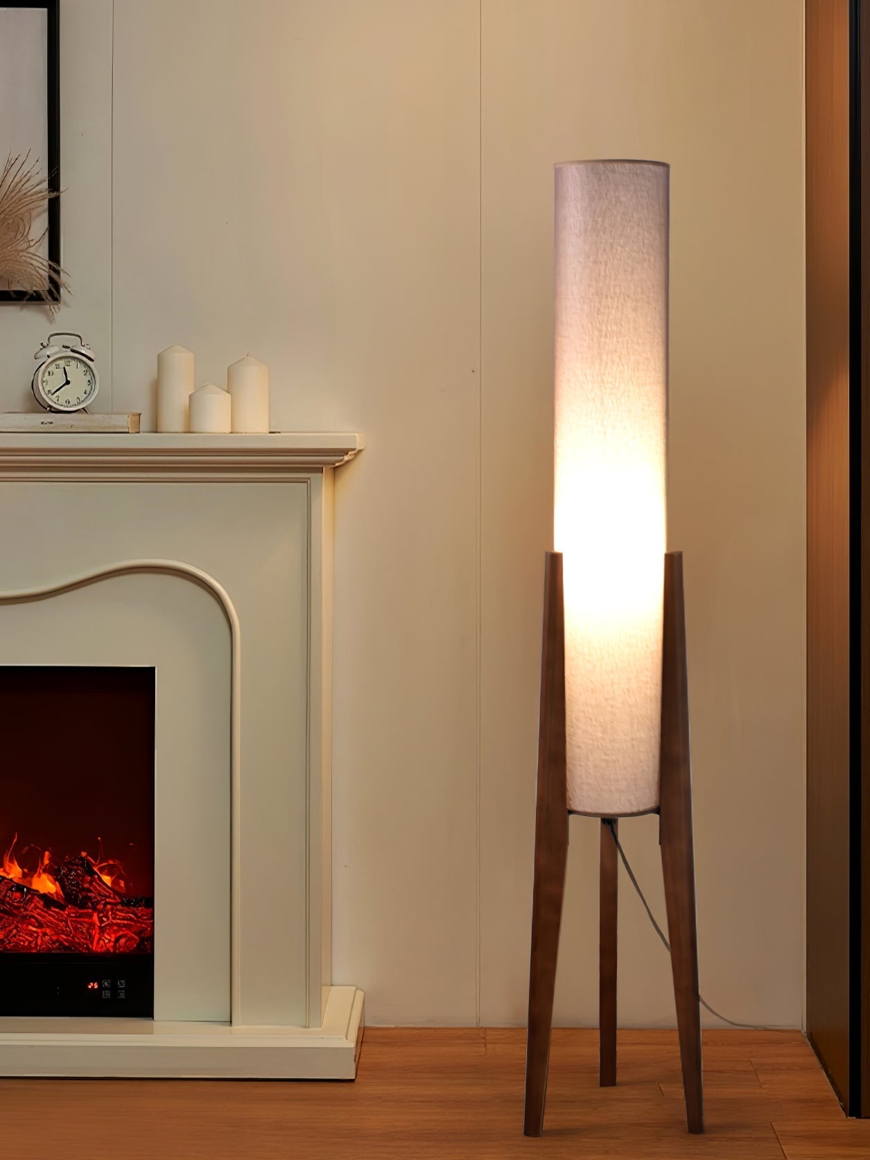 Triluxe Wood & Fabric Modern Floor Lamp - Letslighting