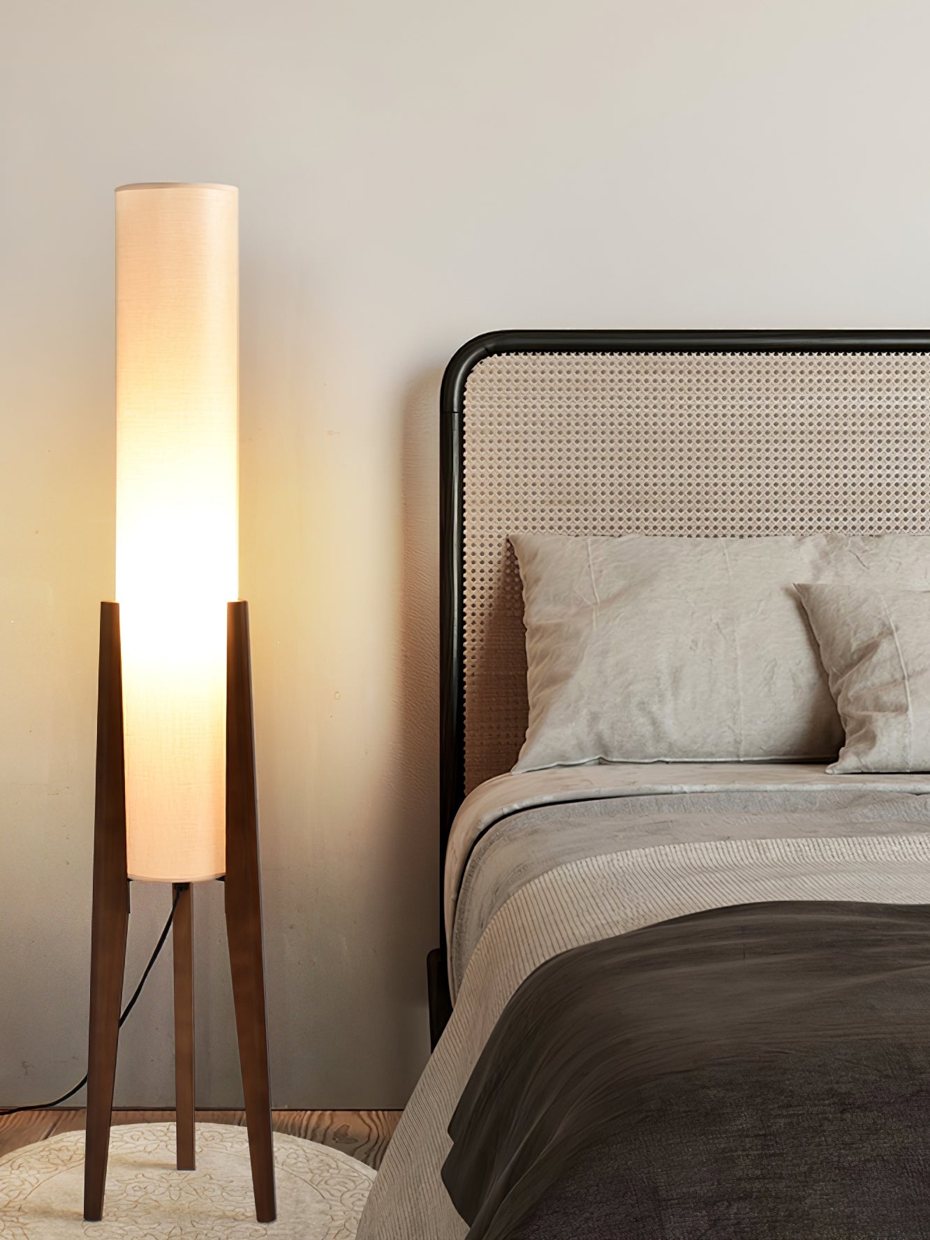 Triluxe Wood & Fabric Modern Floor Lamp - Letslighting