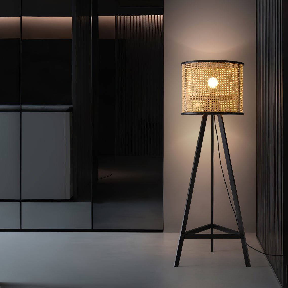 Olsolyra Rattan Woven Tripod Floor Lamp - Letslighting