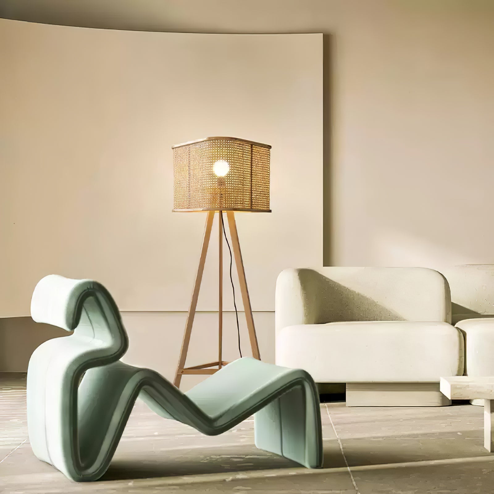 Olsolyra Rattan Woven Tripod Floor Lamp - Letslighting