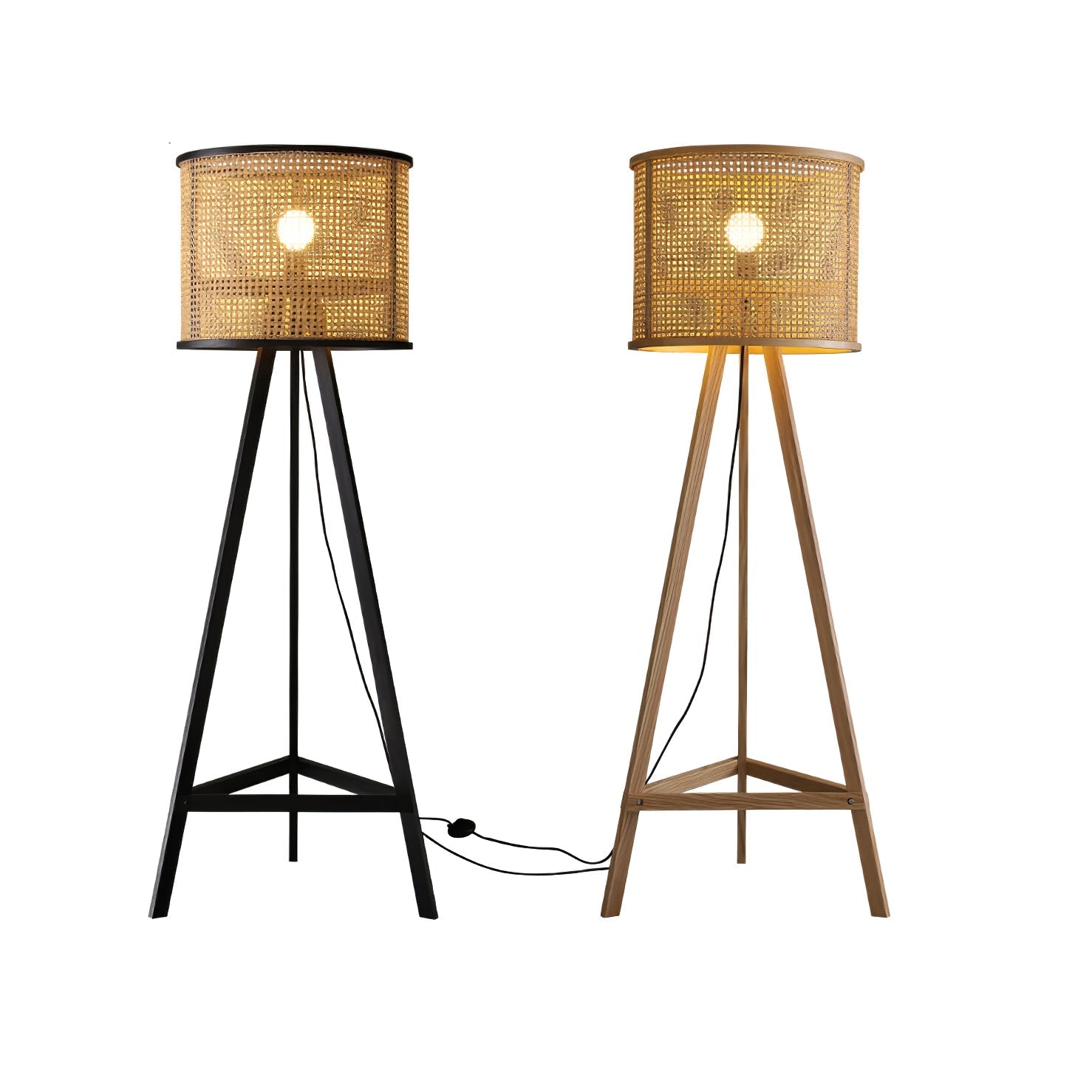 Olsolyra Rattan Woven Tripod Floor Lamp - Letslighting