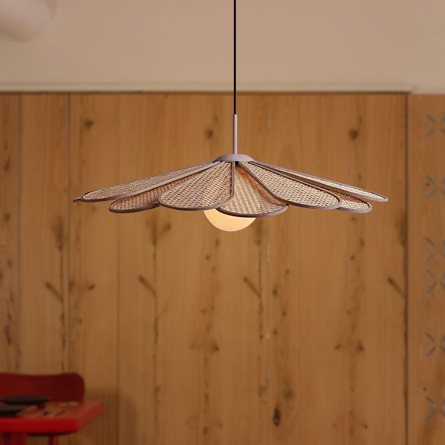 Pendant Lamp Rattan Petal Shade Frame Tropical - Letslighting