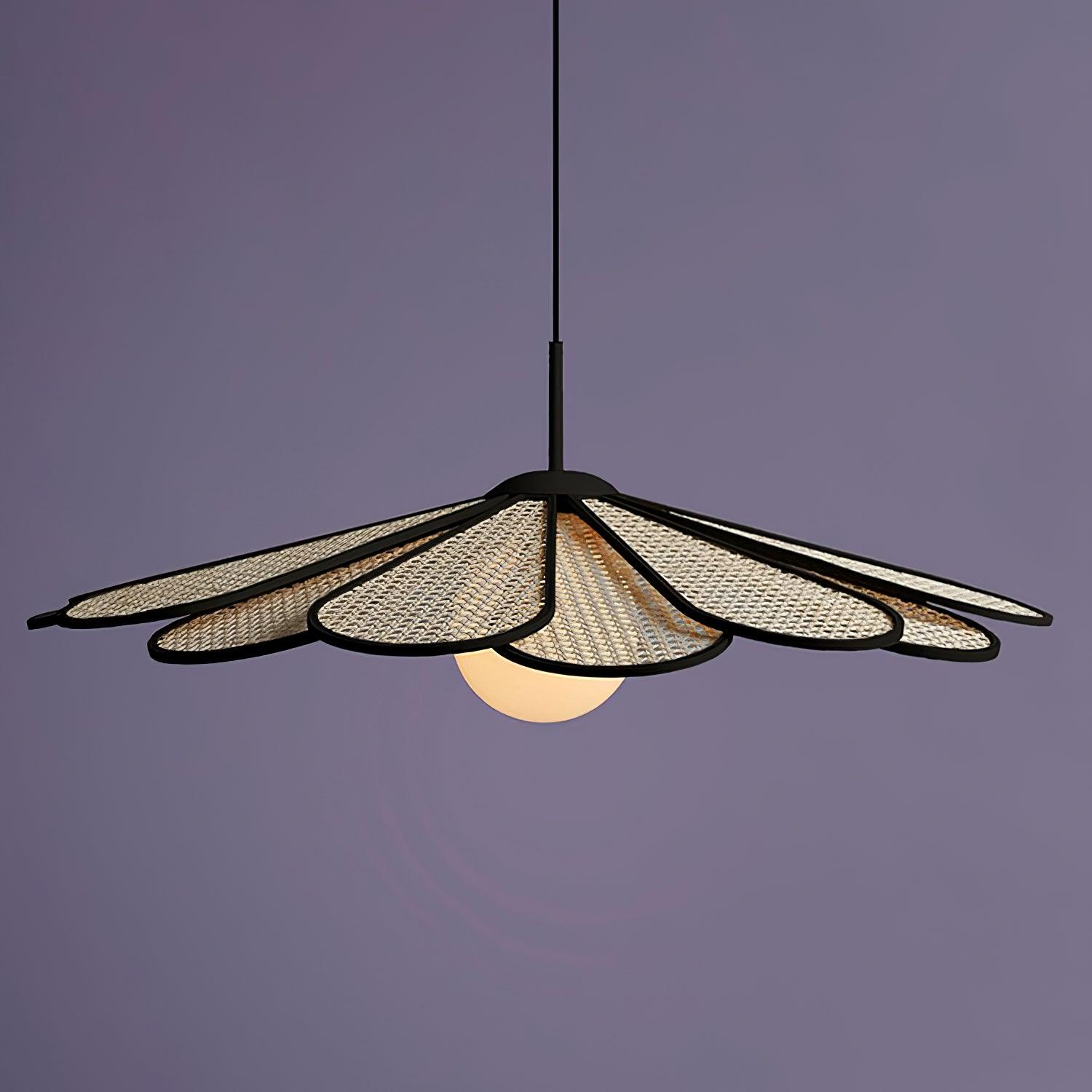Pendant Lamp Rattan Petal Shade Frame Tropical - Letslighting