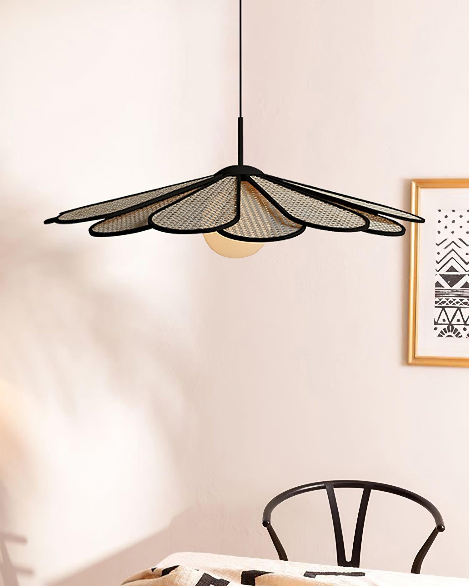 Pendant Lamp Rattan Petal Shade Frame Tropical - Letslighting