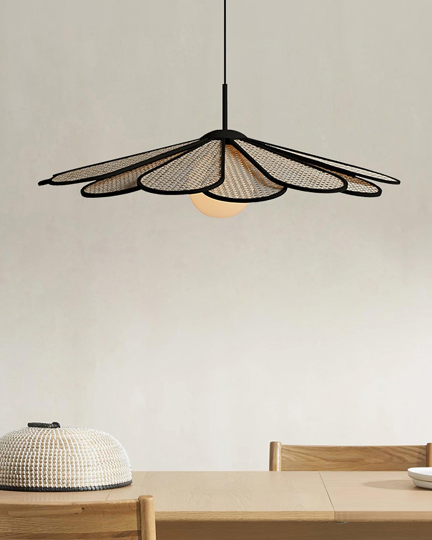 Pendant Lamp Rattan Petal Shade Frame Tropical - Letslighting