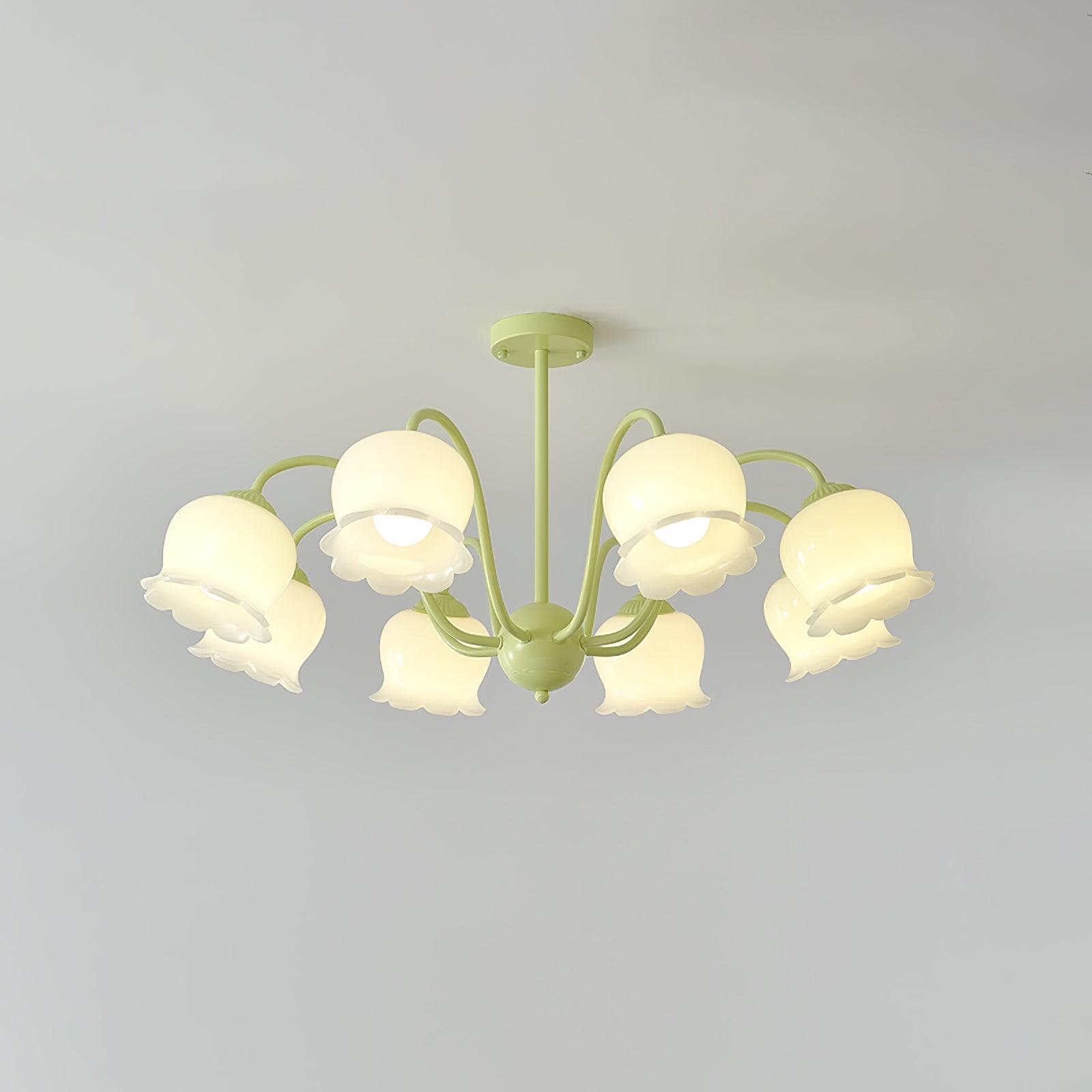 Lustra Trumpet Chandelier Floral Pastel Glass Petals - Letslighting