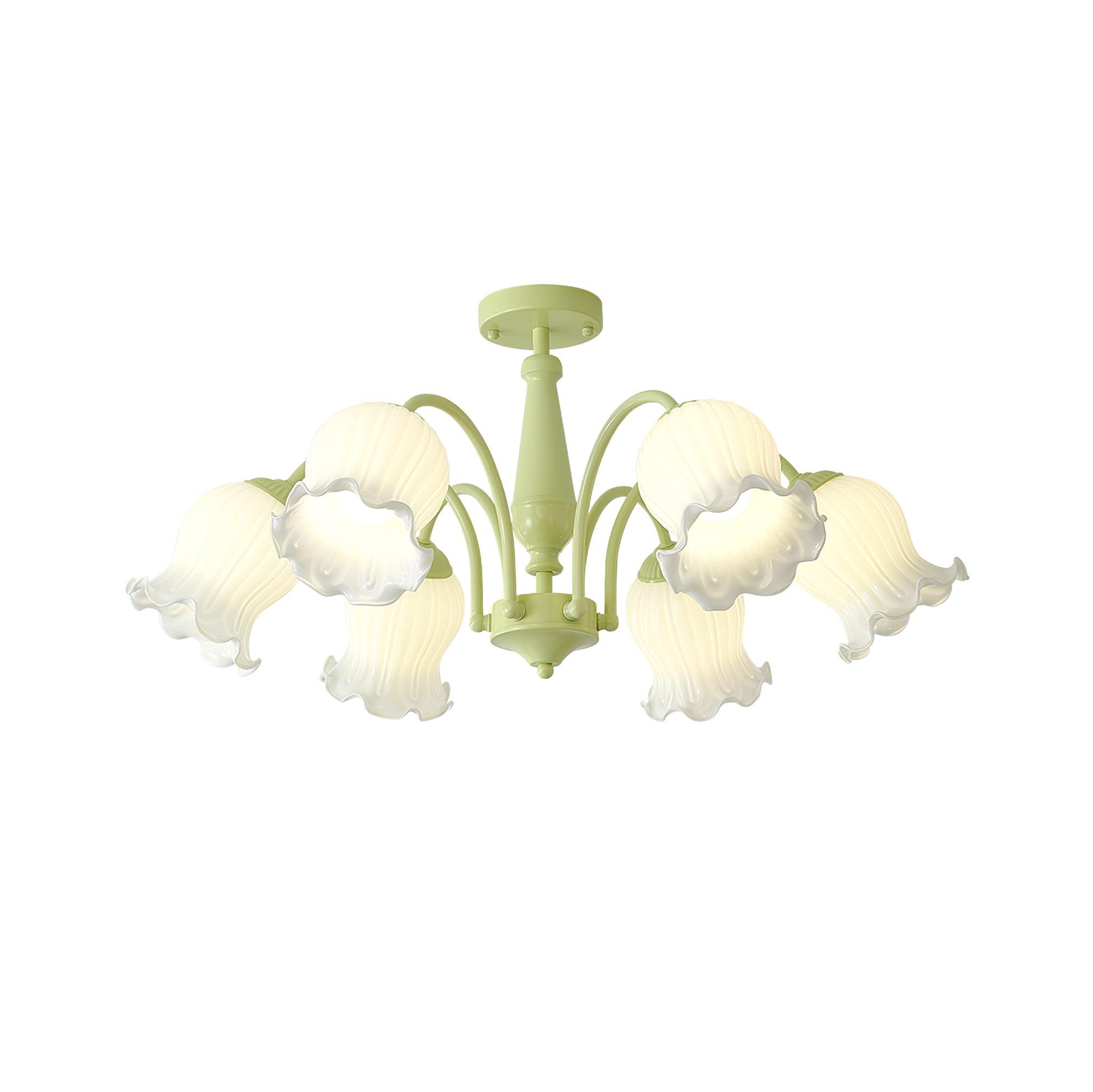 Lustra Trumpet Chandelier Floral Pastel Glass Petals - Letslighting