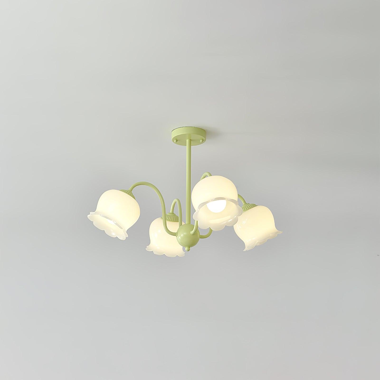 Lustra Trumpet Chandelier Floral Pastel Glass Petals - Letslighting