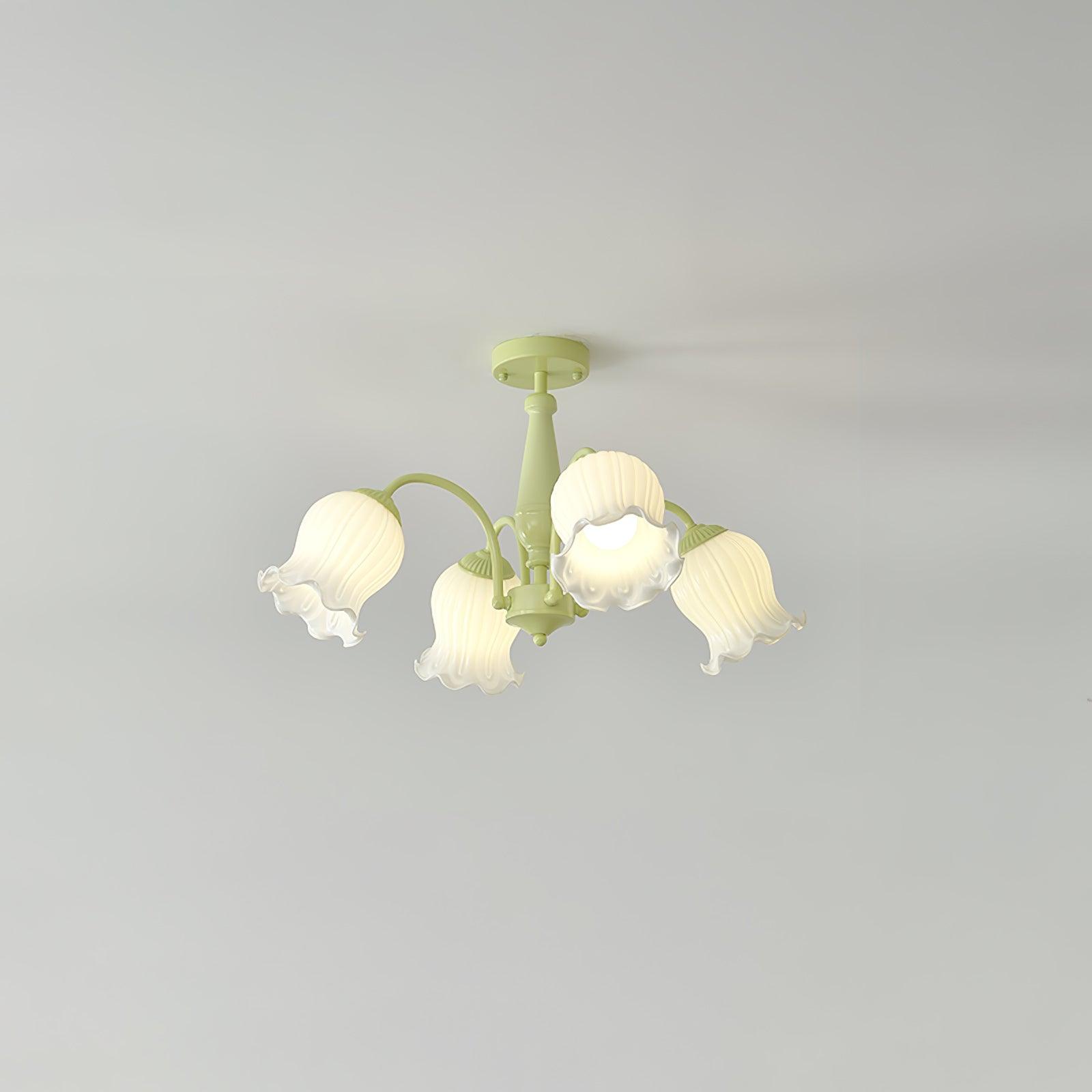 Lustra Trumpet Chandelier Floral Pastel Glass Petals - Letslighting