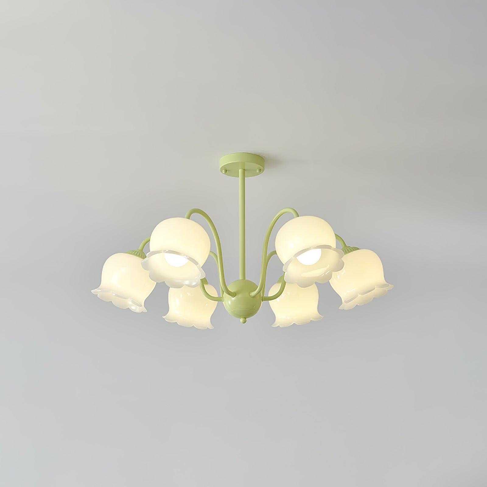 Lustra Trumpet Chandelier Floral Pastel Glass Petals - Letslighting