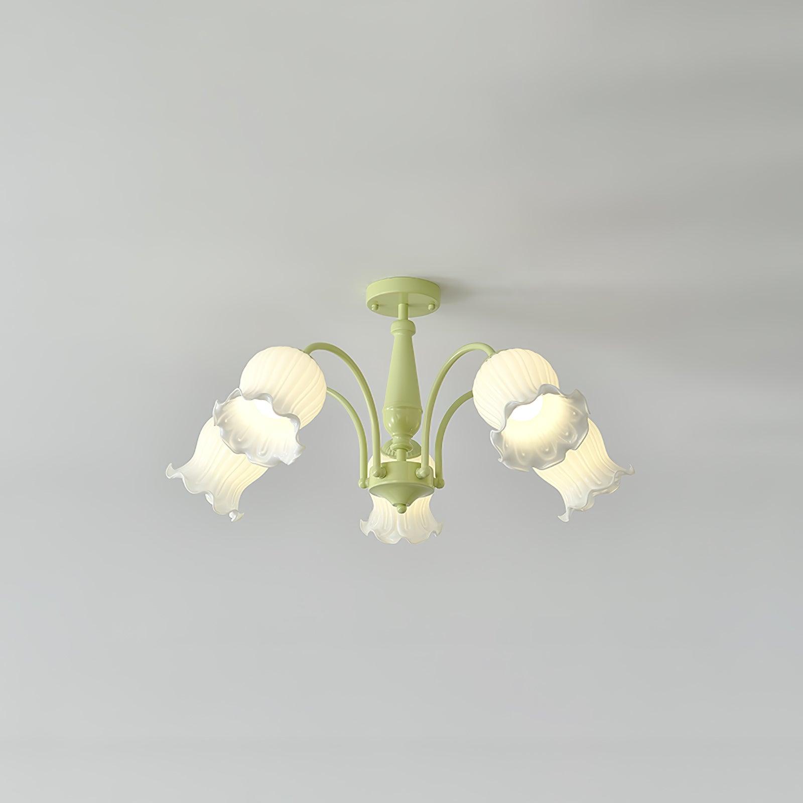 Lustra Trumpet Chandelier Floral Pastel Glass Petals - Letslighting