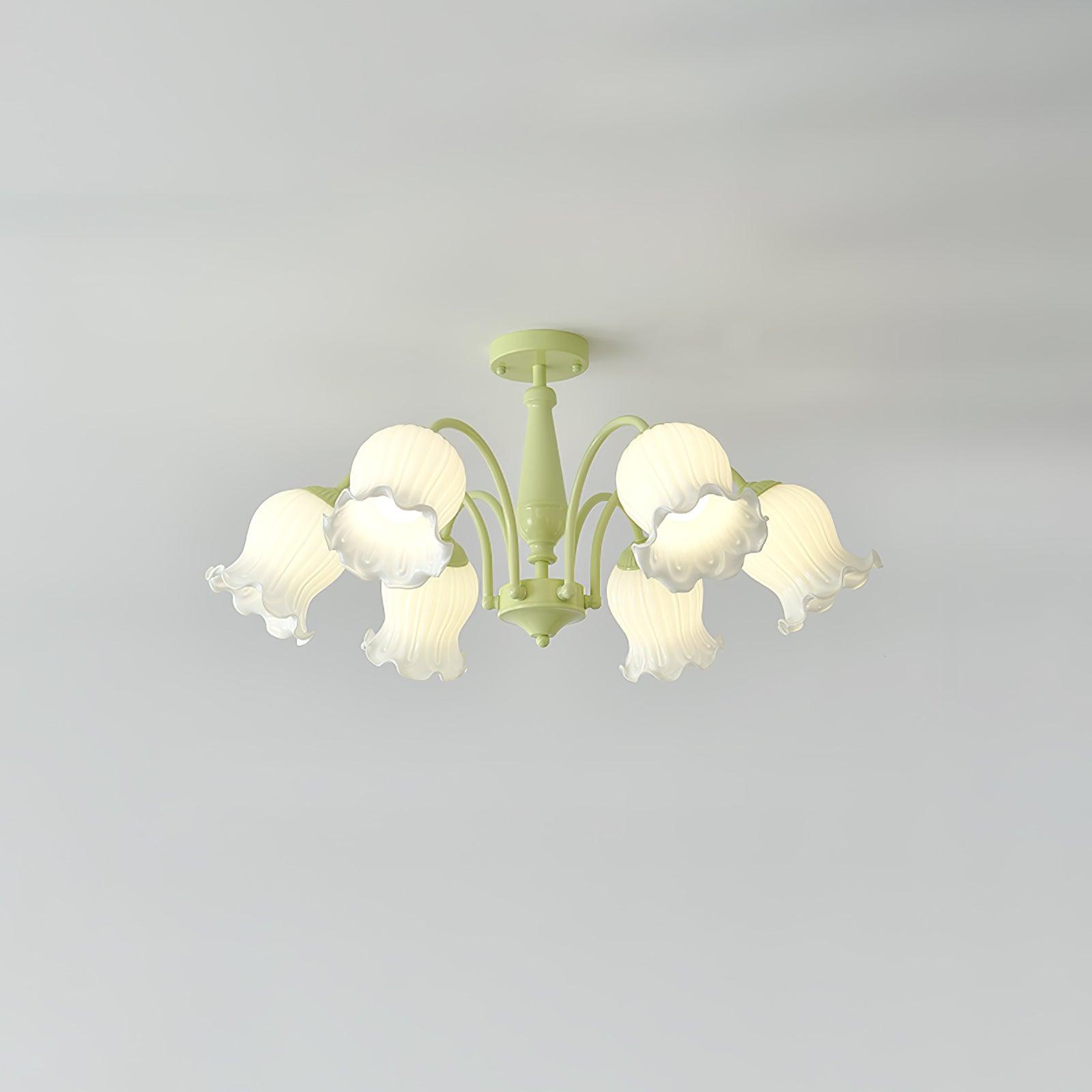 Lustra Trumpet Chandelier Floral Pastel Glass Petals - Letslighting