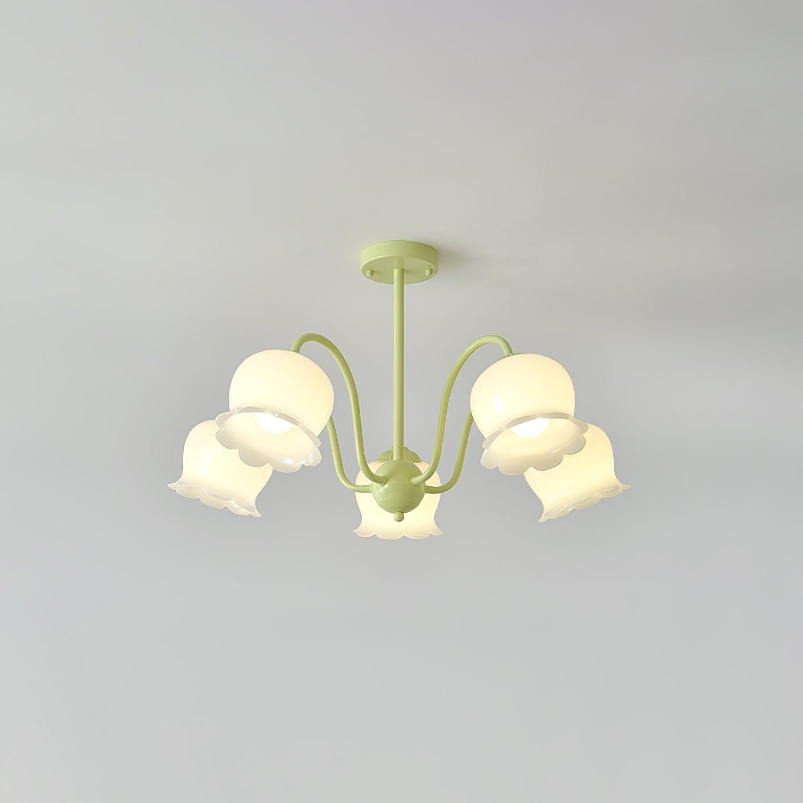 Lustra Trumpet Chandelier Floral Pastel Glass Petals - Letslighting