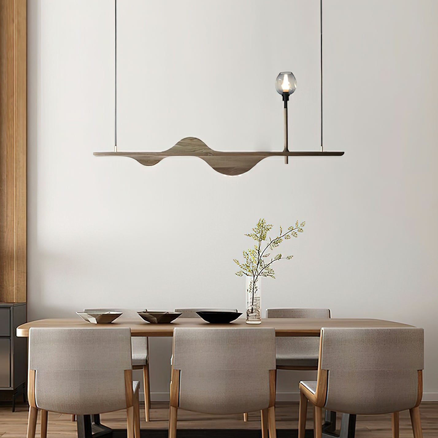 Cushais Wave Wood Pendant Light - Letslighting