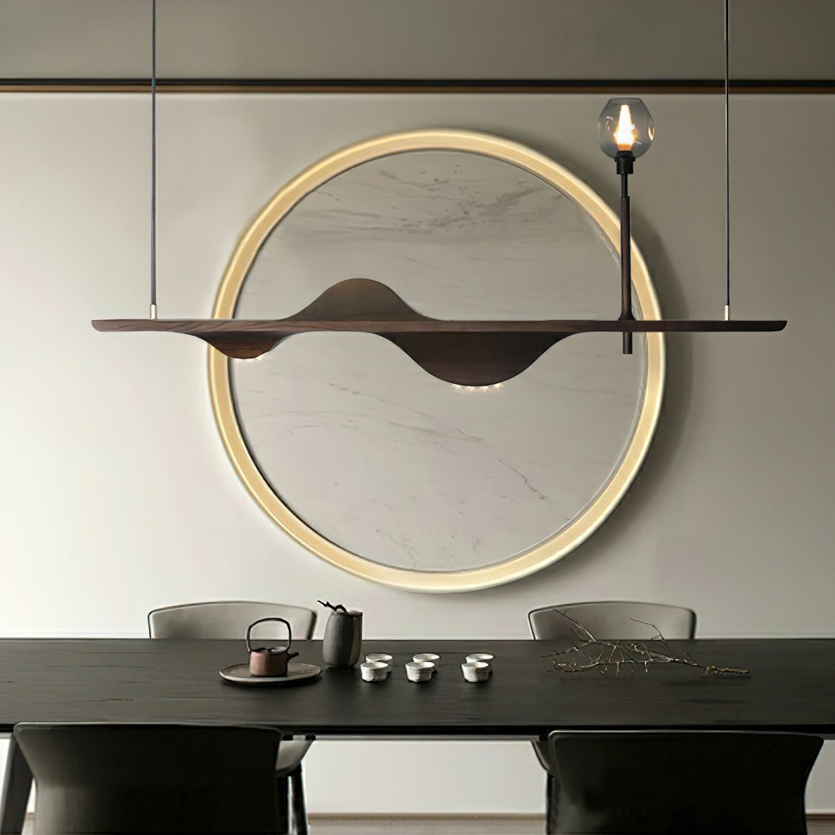 Cushais Wave Wood Pendant Light - Letslighting
