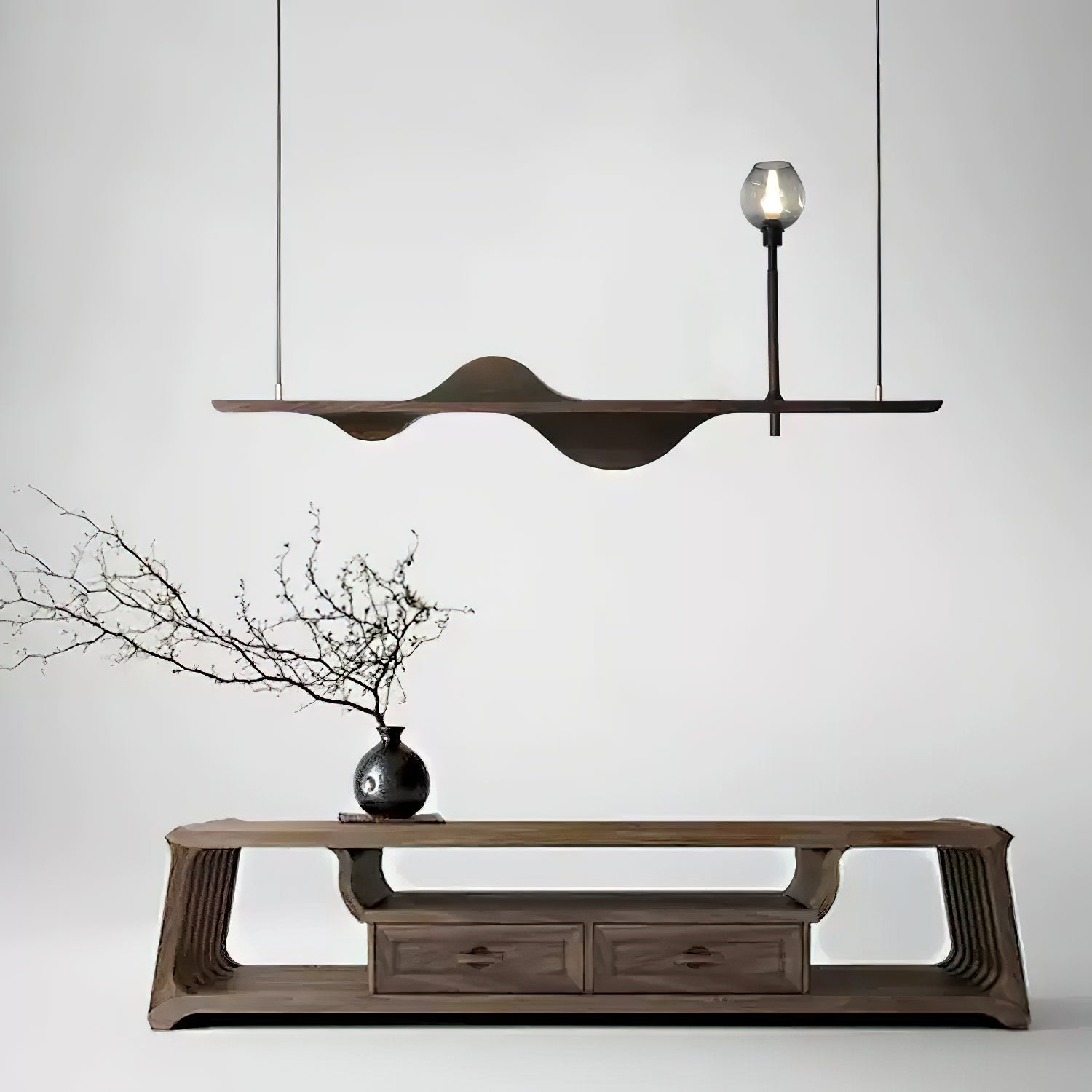 Cushais Wave Wood Pendant Light - Letslighting