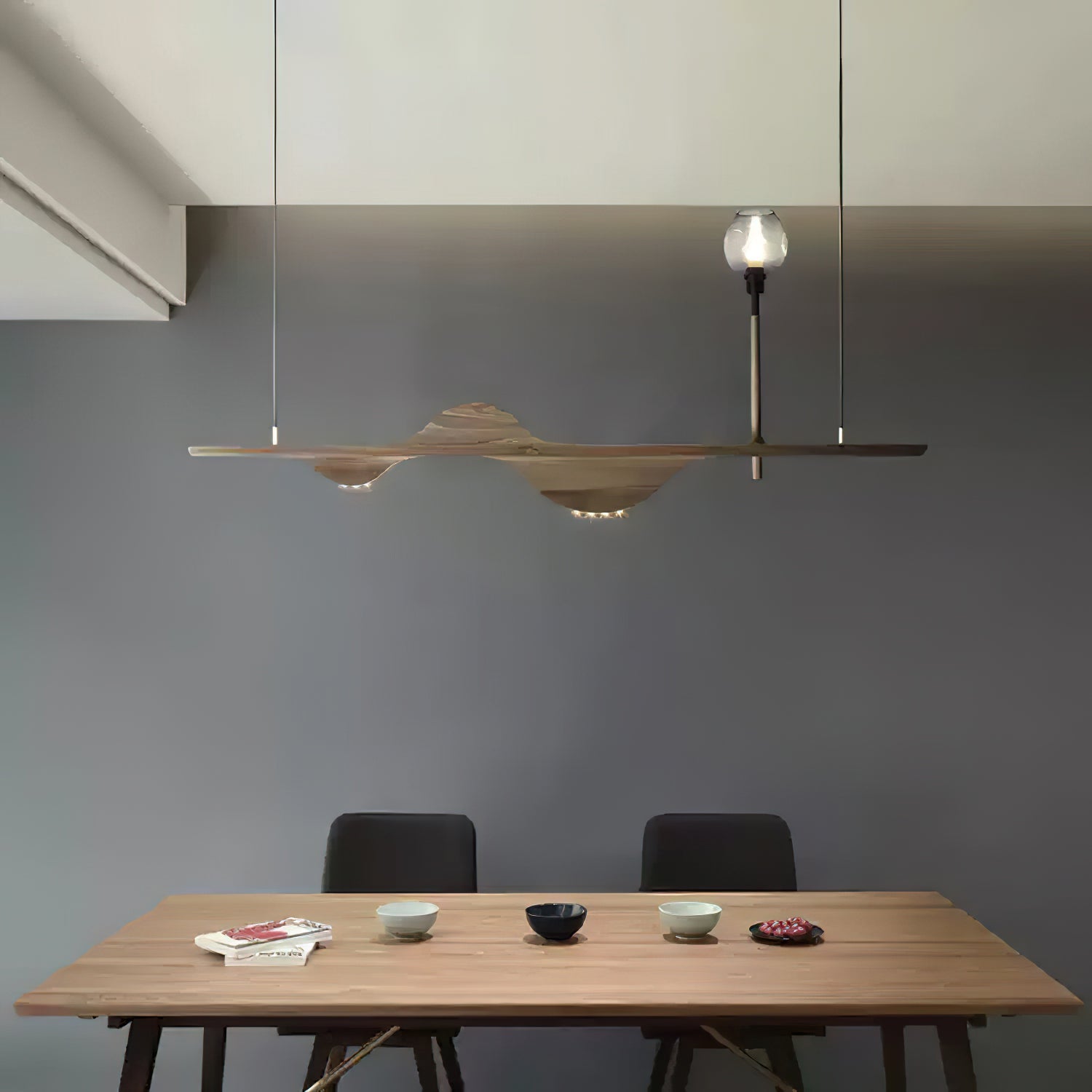 Cushais Wave Wood Pendant Light - Letslighting