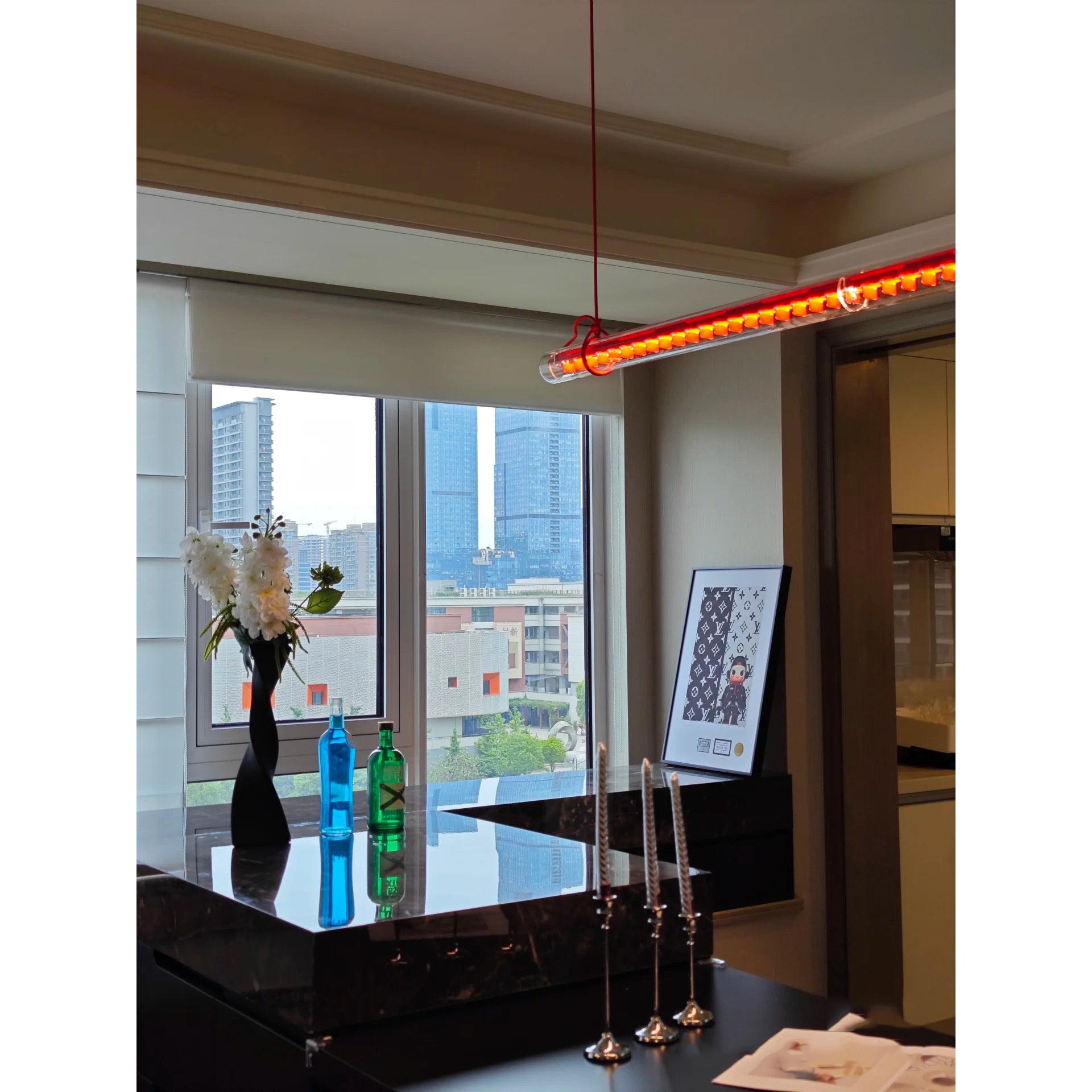 Cata Modern Minimalist Linear LED Glass Pendant Lamp - Letslighting