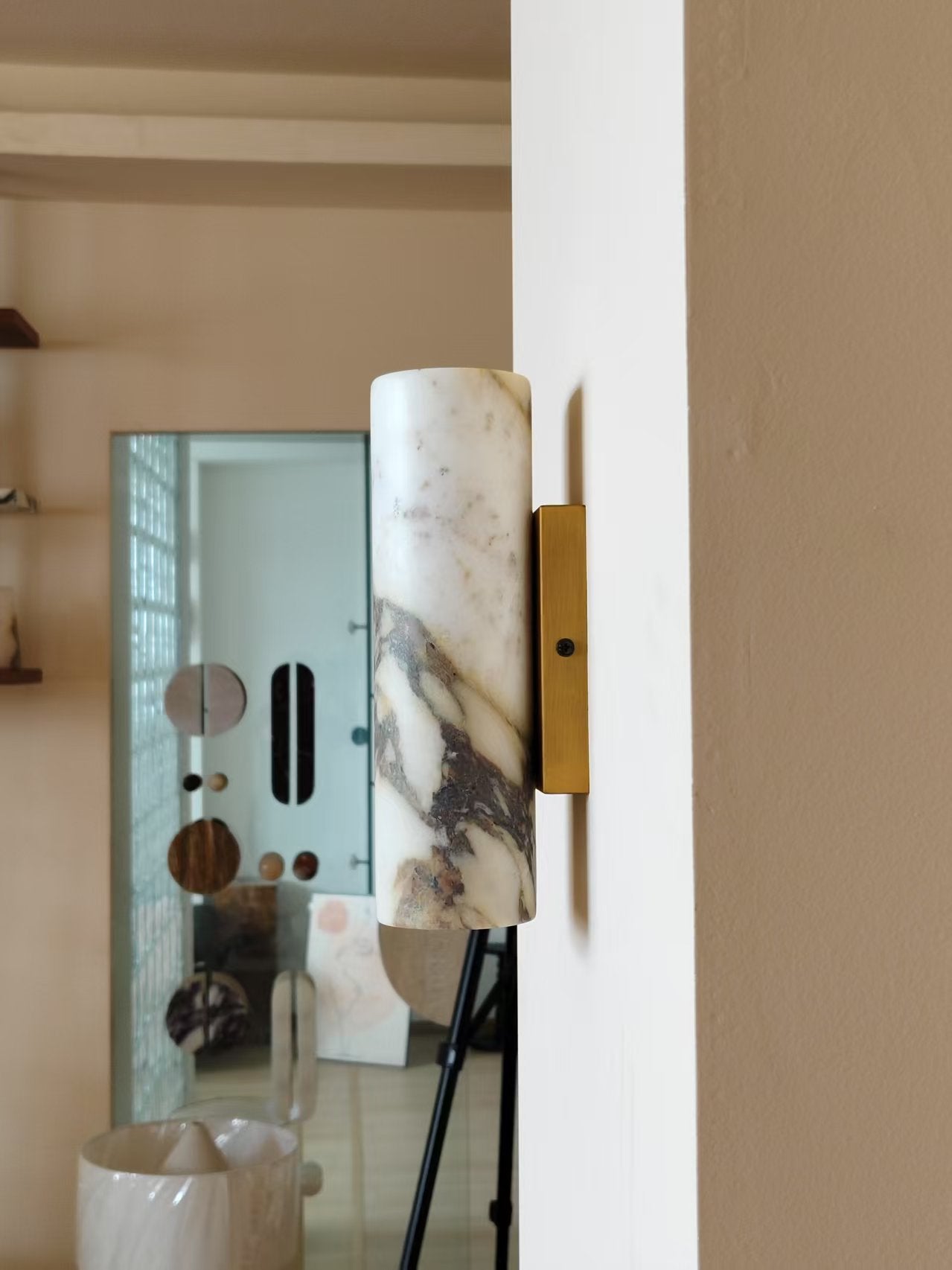 Tubular Modern Minimalist Marble Metal Wall Lamp - Letslighting